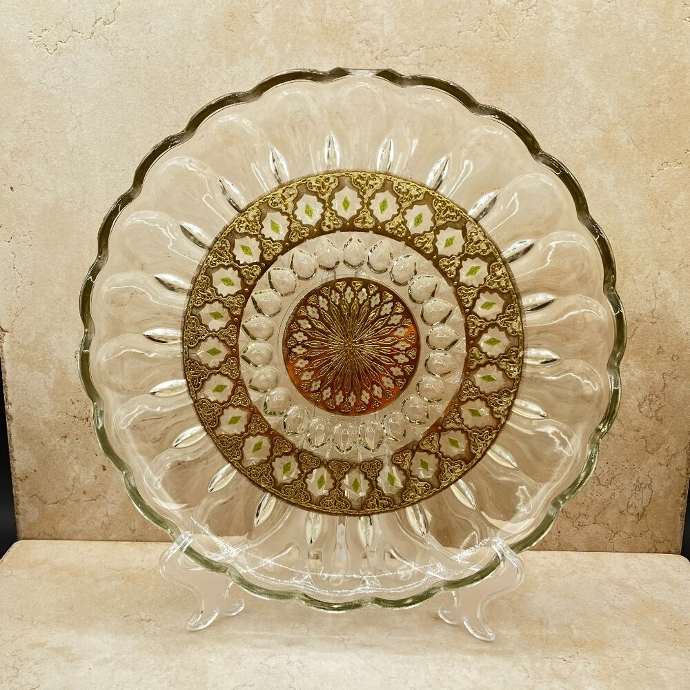 Vintage 1960s CULVER Valencia 22K Gold & Green Diamond  Plate MCM